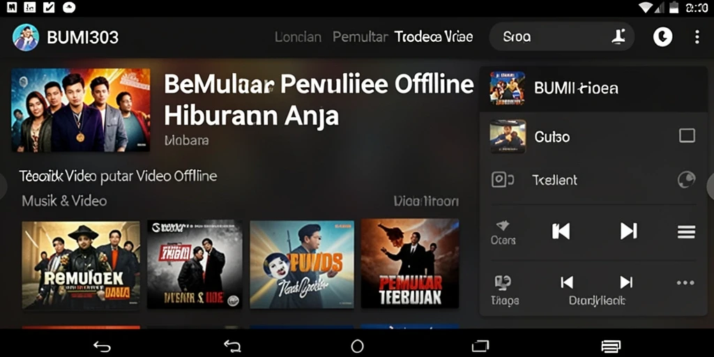 Tampilan antarmuka BUMI303 untuk pemutar video offline yang mudah digunakan.