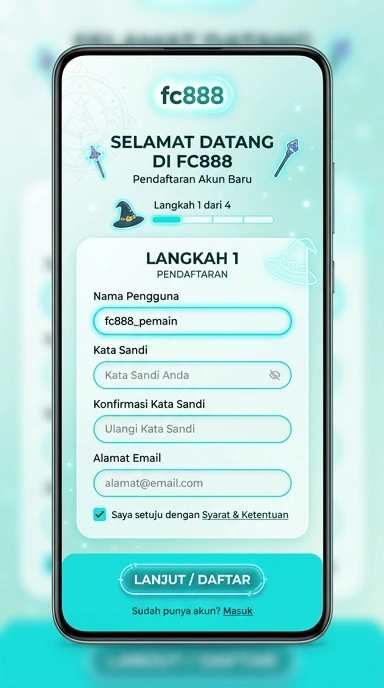 Tampilan halaman daftar fc888