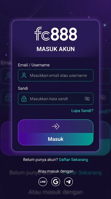 Tampilan halaman login fc888