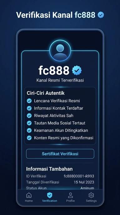 Tampilan kanal resmi fc888